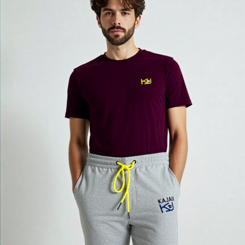 Kajaii embroidered logo burgundy t-shirts